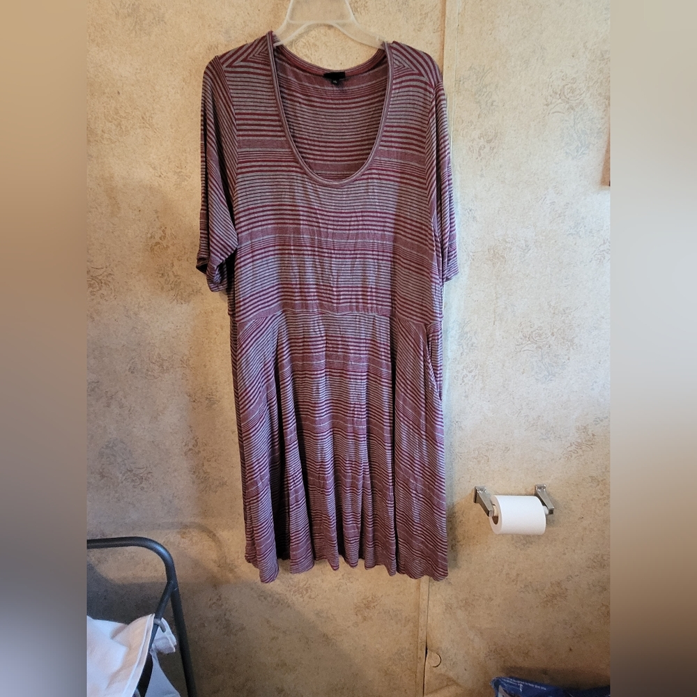 Torrid Pink and Grey Striped T-Shirt Dress